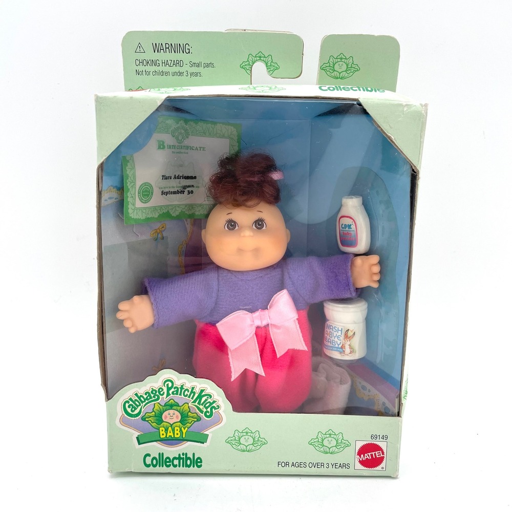 Mattel Cabbage Patch Kids Baby Tiara Adrienne 1995 Doll Purple Pink Good Vintage